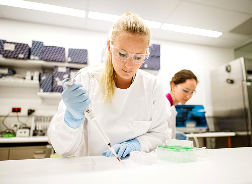 woman testing in lab